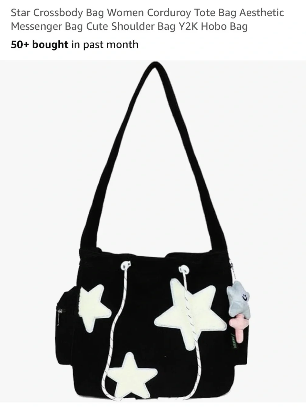 Star Accent Tote Bag with Plush Star Charm